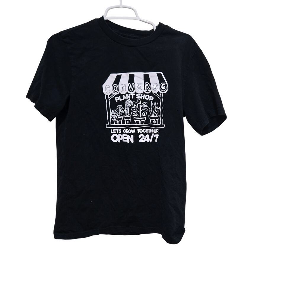 Converse Plant Shop Graphic Tee Women's Small Black Cotton T Shirt